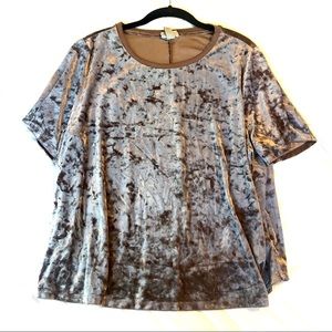 Ava & Viv Casual Pink/Mauve Shirt, Faux Velvet, 2X, 92% Polyester 8% Spandex